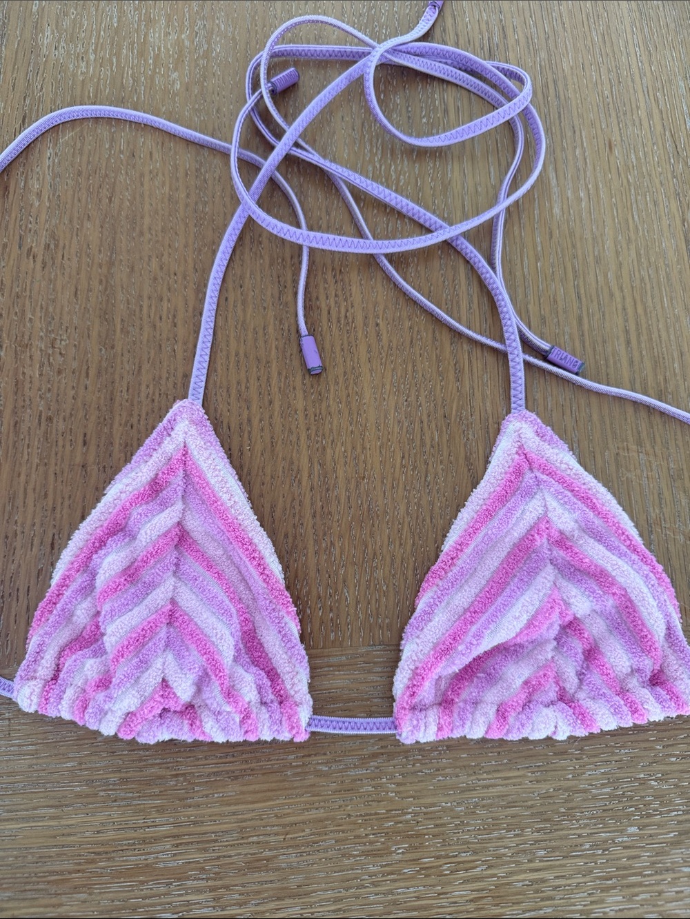 triangl swimwear Pink Striped Triangle Bikini Top